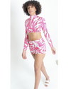 Pink Zebra Print Slinky Crop Top & Skirt Co-ord