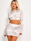 Marble Grey Crop Top & Ruched Skirt Co-ord