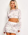 Marble Grey Crop Top & Ruched Skirt Co-ord